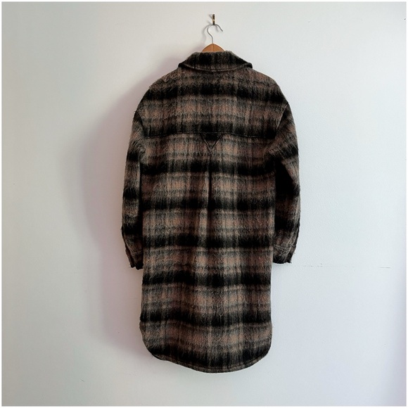 Avec Les Filles Longline Plaid Fuzzy Shacket S - Picture 7 of 16